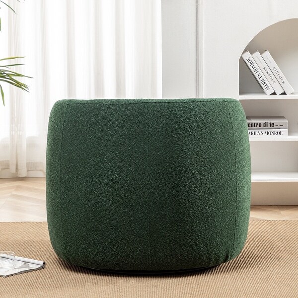 Poly Blend Boucle Fabric Upholstered Swivel Armchair