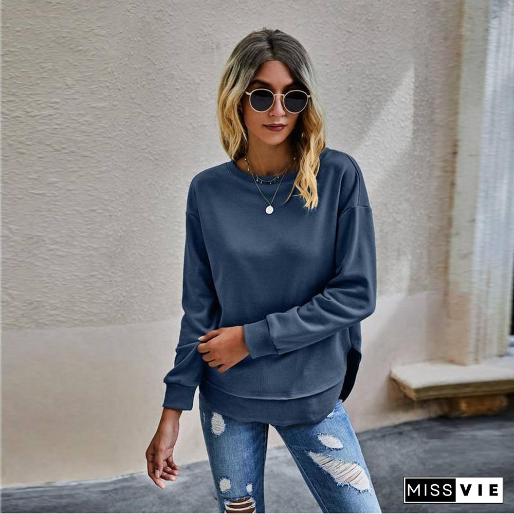 New Autumn Winter Woman Sweatshirt Without Hat Aesthetic Clothes Long Sleeve Streetwear Color Cute Tops Fall Women Clothing