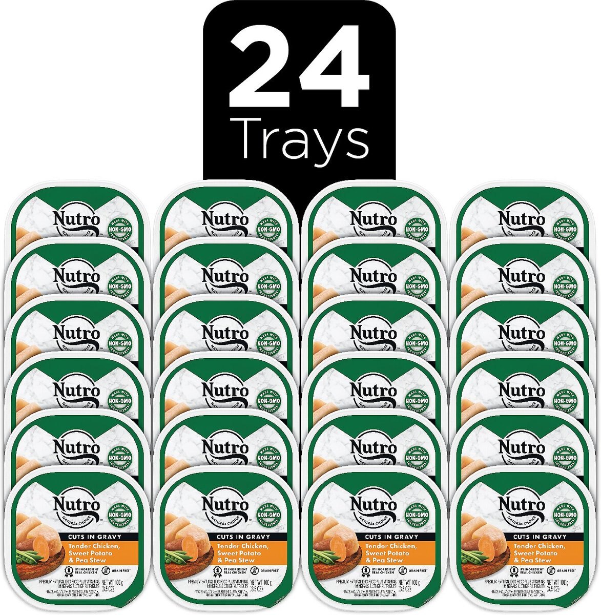 Nutro Grain-Free Tender Chicken， Sweet Potato and Pea Stew Cuts in Gravy Adult Dog Food Trays