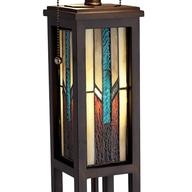 Tall Bronze With Led Nightlight Stained Art Glass Shade For Living Room Bedroom Office