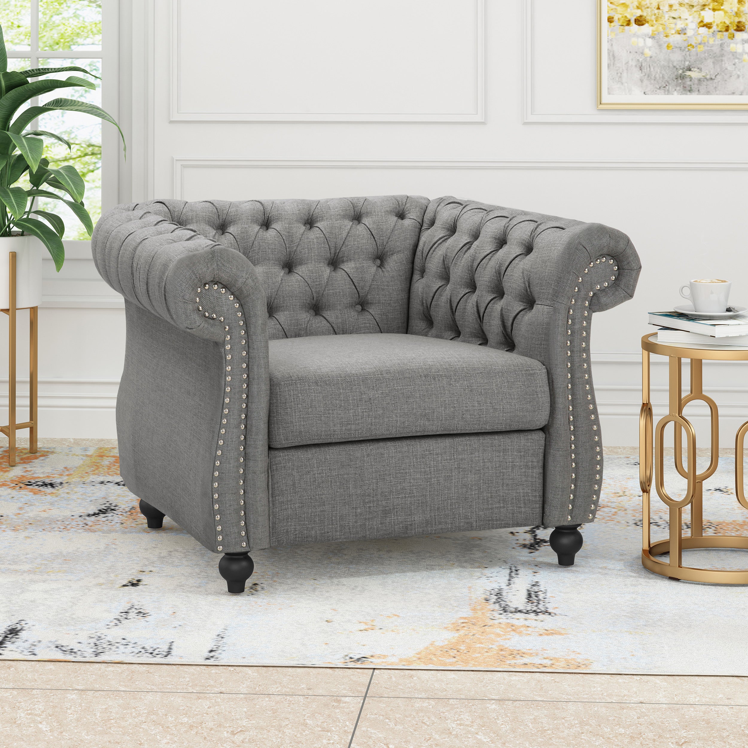 Leila Chesterfield Fabric Club Chair