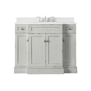 Home Decorators Collection Teagen 42 in. W Bath Vanity in Vintage Grey with Cultured Stone Vanity Top in White with White Basin Teagen 42VI