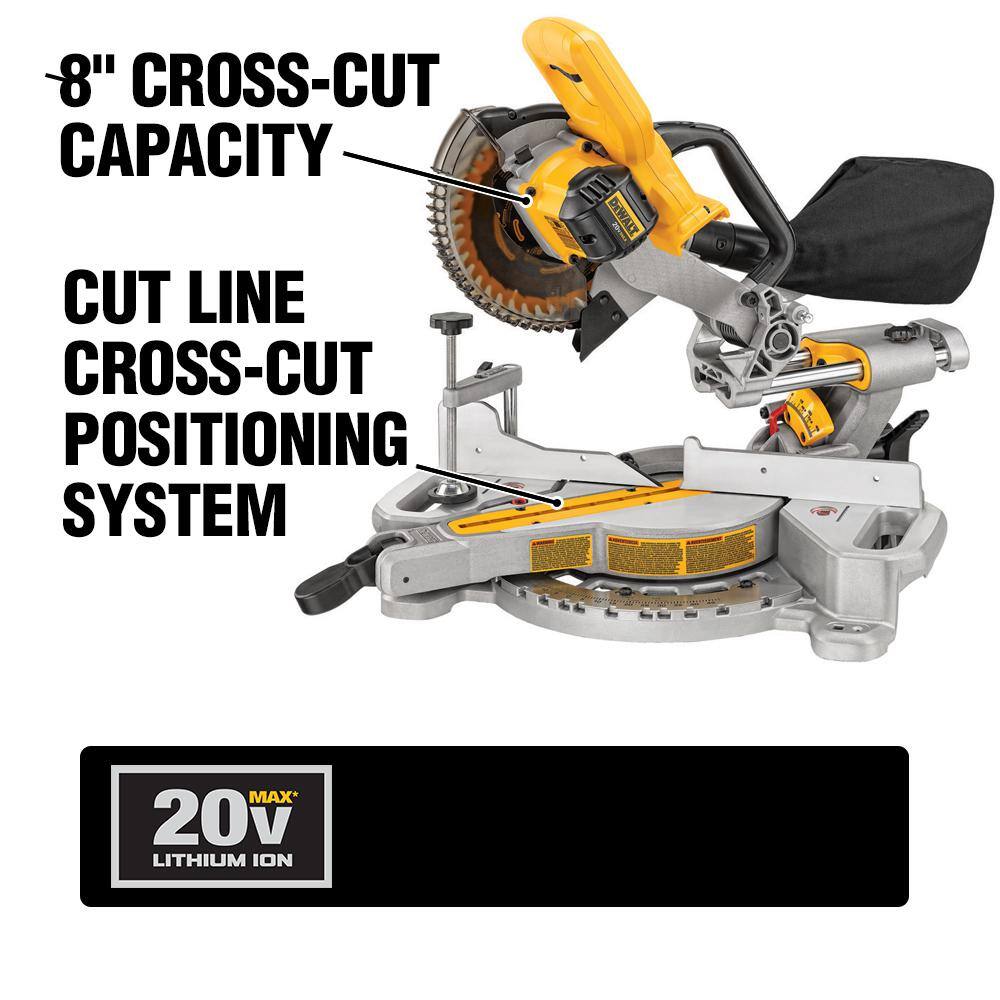 DW 20V MAX Lithium-Ion Cordless 7-14 in. Miter Saw and (1) 20V MAX XR Premium Lithium-Ion 5.0Ah Battery DCS361M1W205