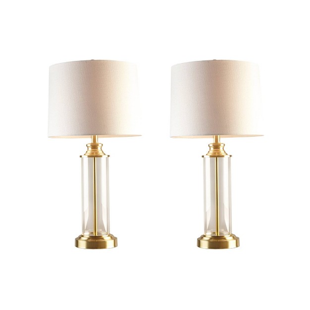 Set Of 2 Clarity Glass Table Lamp includes Led Light Bulb Gold 510 Design