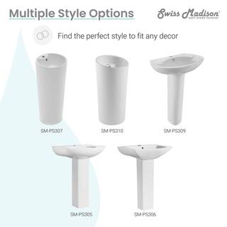 Swiss Madison Plaisir Rounded Pedestal Sink in Glossy White SM-PS309