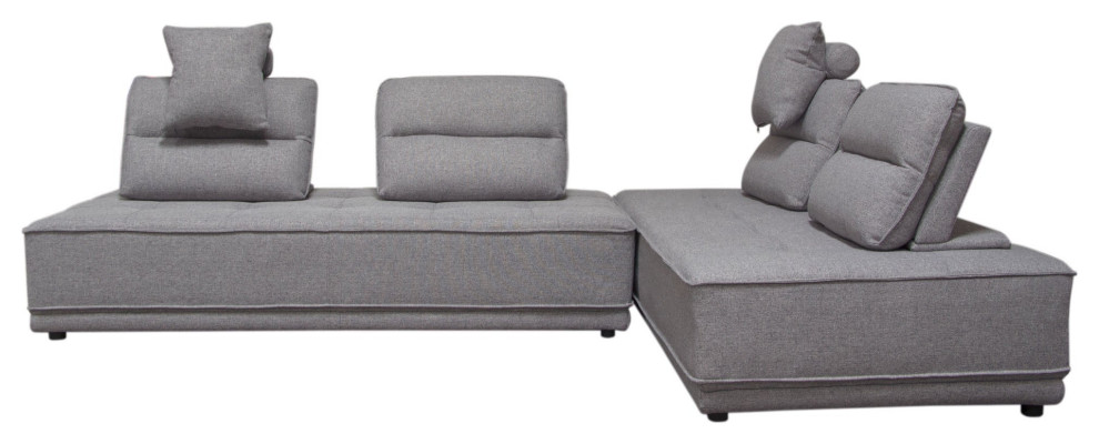 Slate 2 Piece Lounge With Moveable Backrest Supports  Gray Fabric   Transitional   Indoor Chaise Lounge Chairs   by Kolibri Decor  Houzz