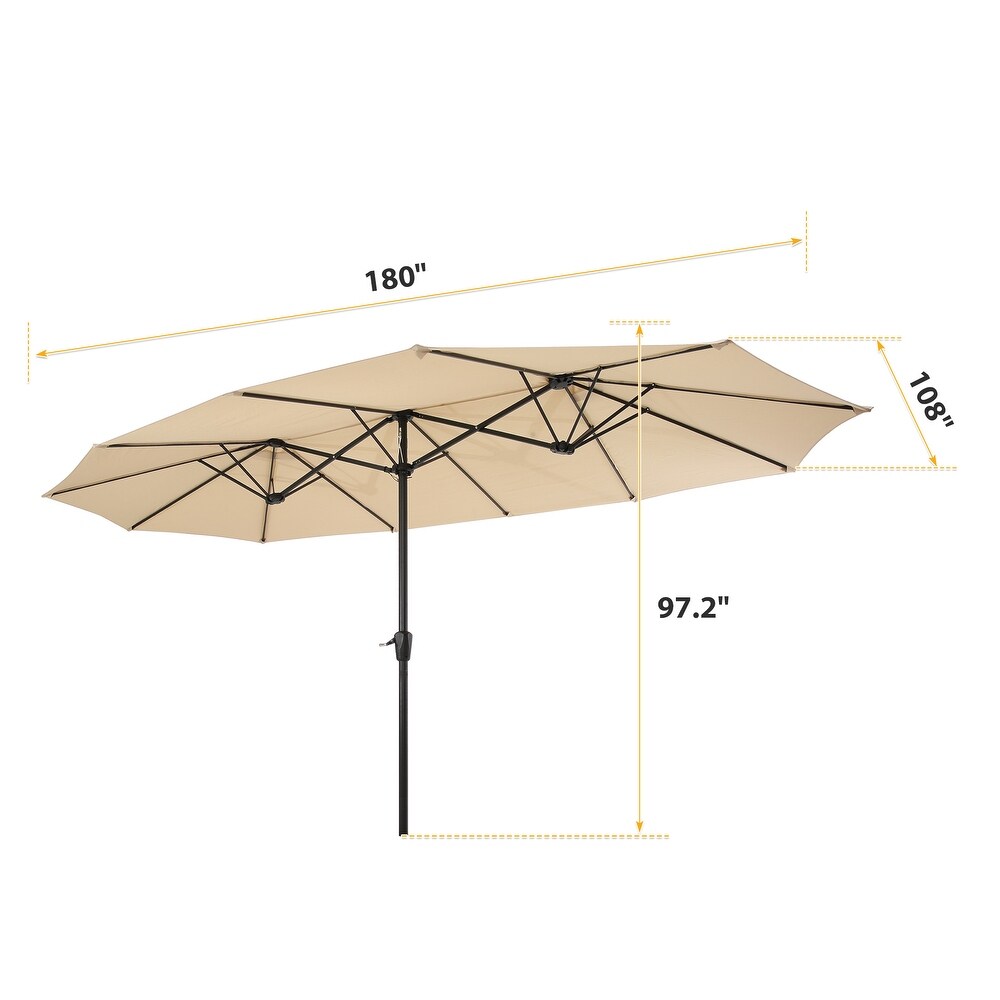 15x9ft Large Double Sided Rectangular Outdoor Twin Patio Market Umbrella