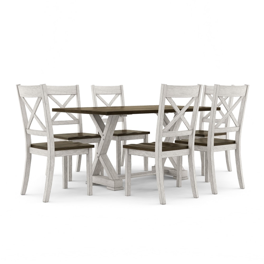 Teasdale Rustic Wood 7 Piece Flip Top Dining Table Set by Furniture of America