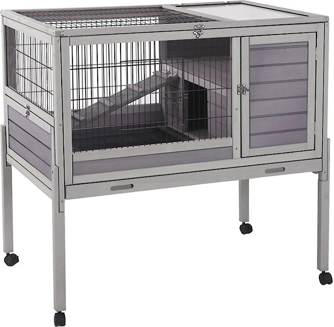 Aivituvin 39-in Indoor and Outdoor Wheeled Rabbit and Guinea Pig Hutch