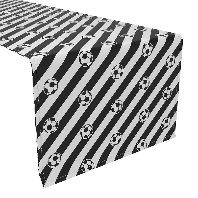 Table Runner， 100% Polyester， 12x72， Soccer Ball Stripe