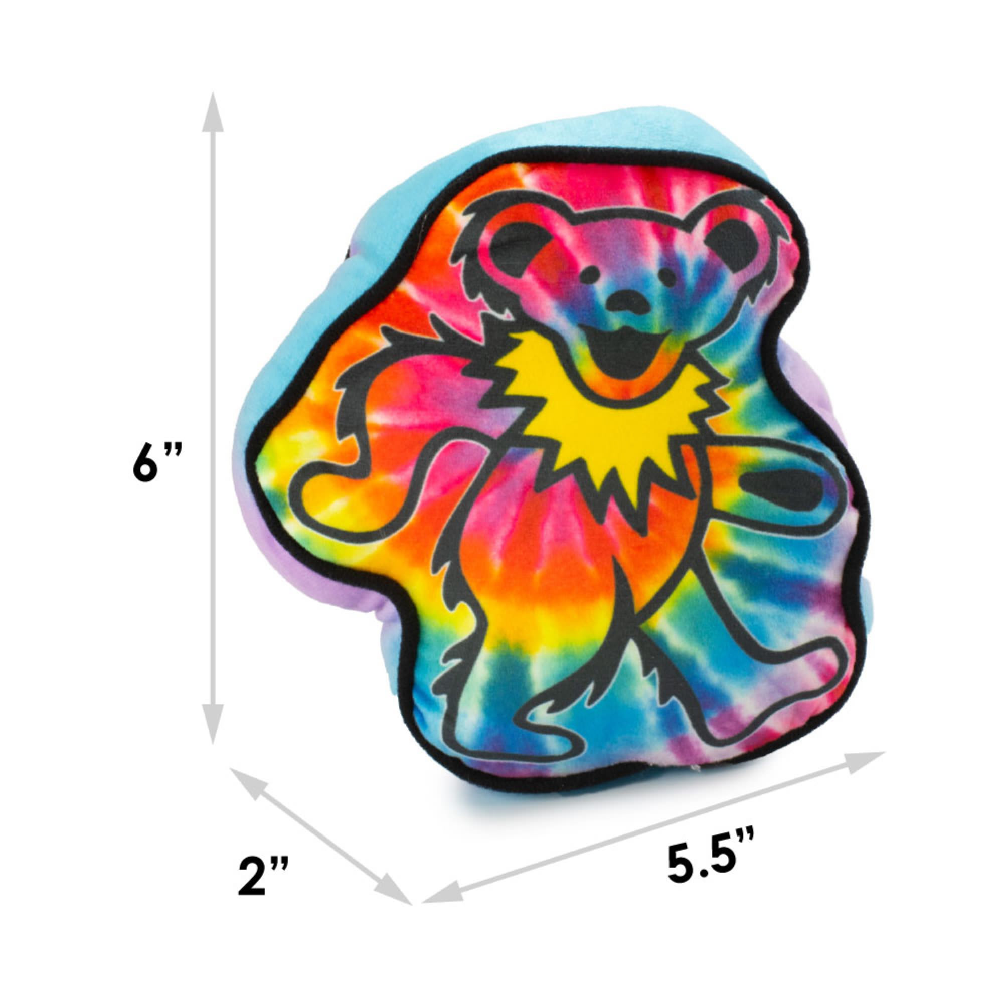 BUCKLE-DOWN Multi Color Grateful Dead Dancing Bear Tie Dye Plush Squeaker Dog Toy， Small