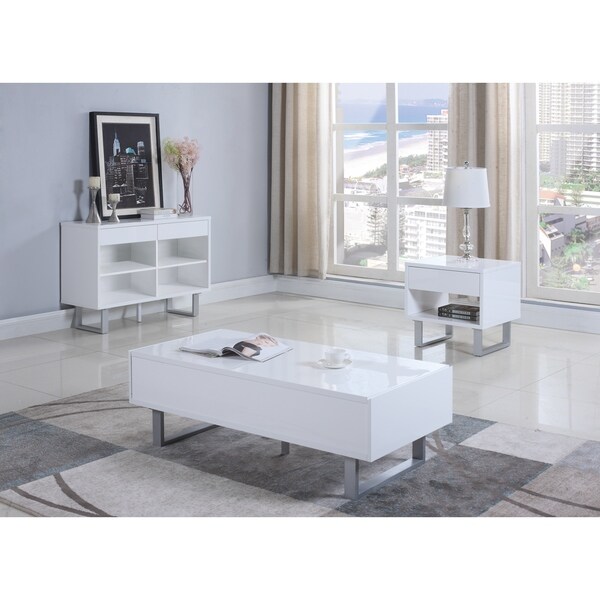 Coaster Furniture Atchison High Glossy White 2-drawer Coffee Table