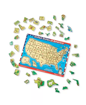 Melissa and Doug Melissa and Doug USA Map Sound Puzzle - Wooden Puzzle With Sound Effects (40 pcs)  Multicolor