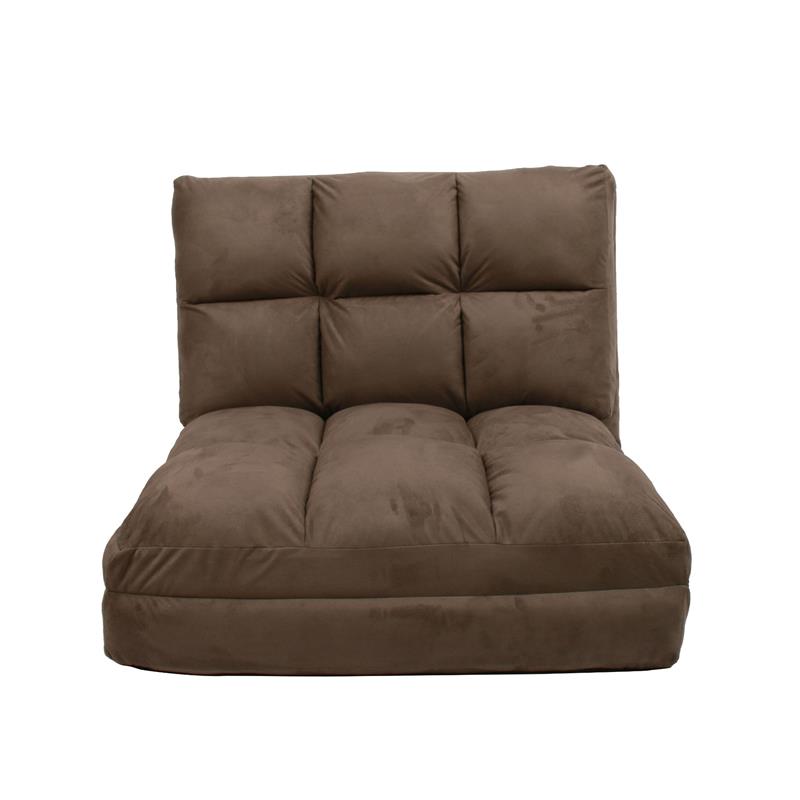 PoshLiving FC40-09BN-UE Loungie Microsuede Foam Filling Steel Tube Frame Modern Flip Chair, Brown - 8.66 x 29.13 x 46.06 in.