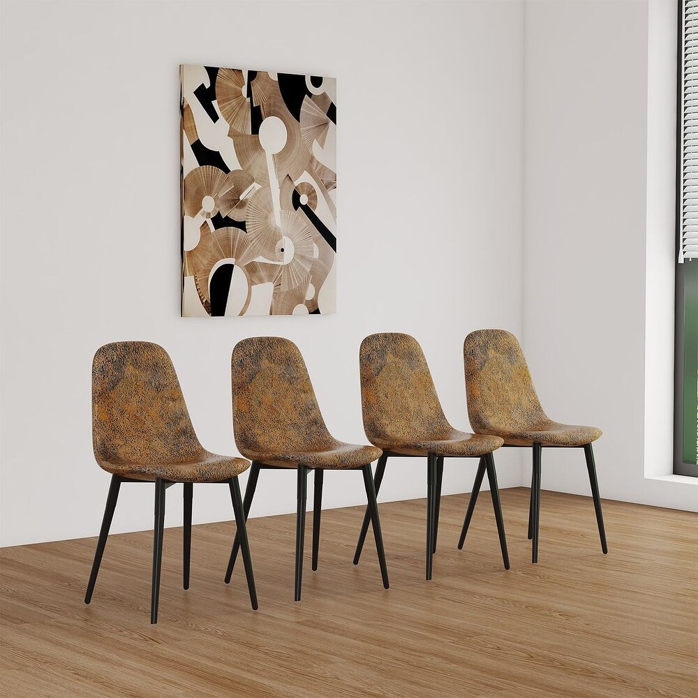 Modern Linen Upholstered Dining Chairs Set of 4