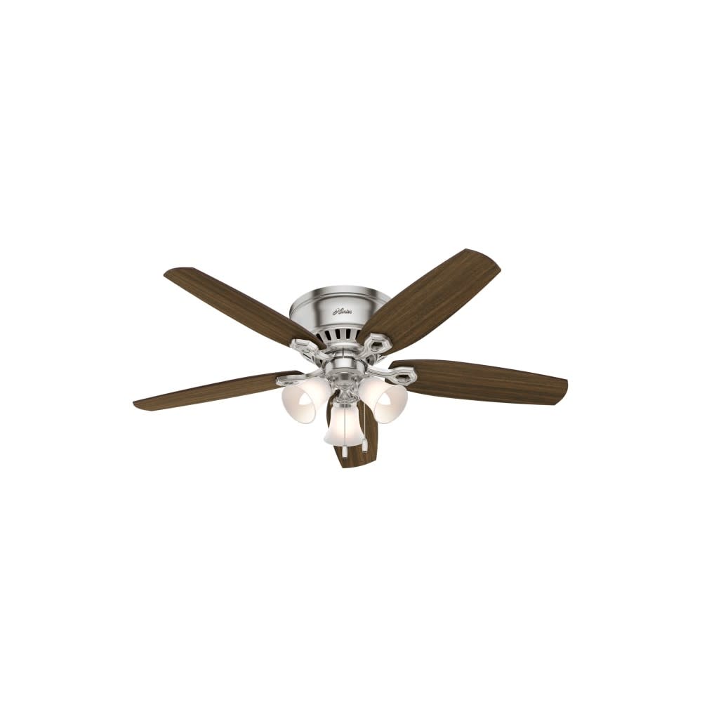 Hunter Builder Ceiling Fan 52 Brushed Nickel Brazilian Cherry ;