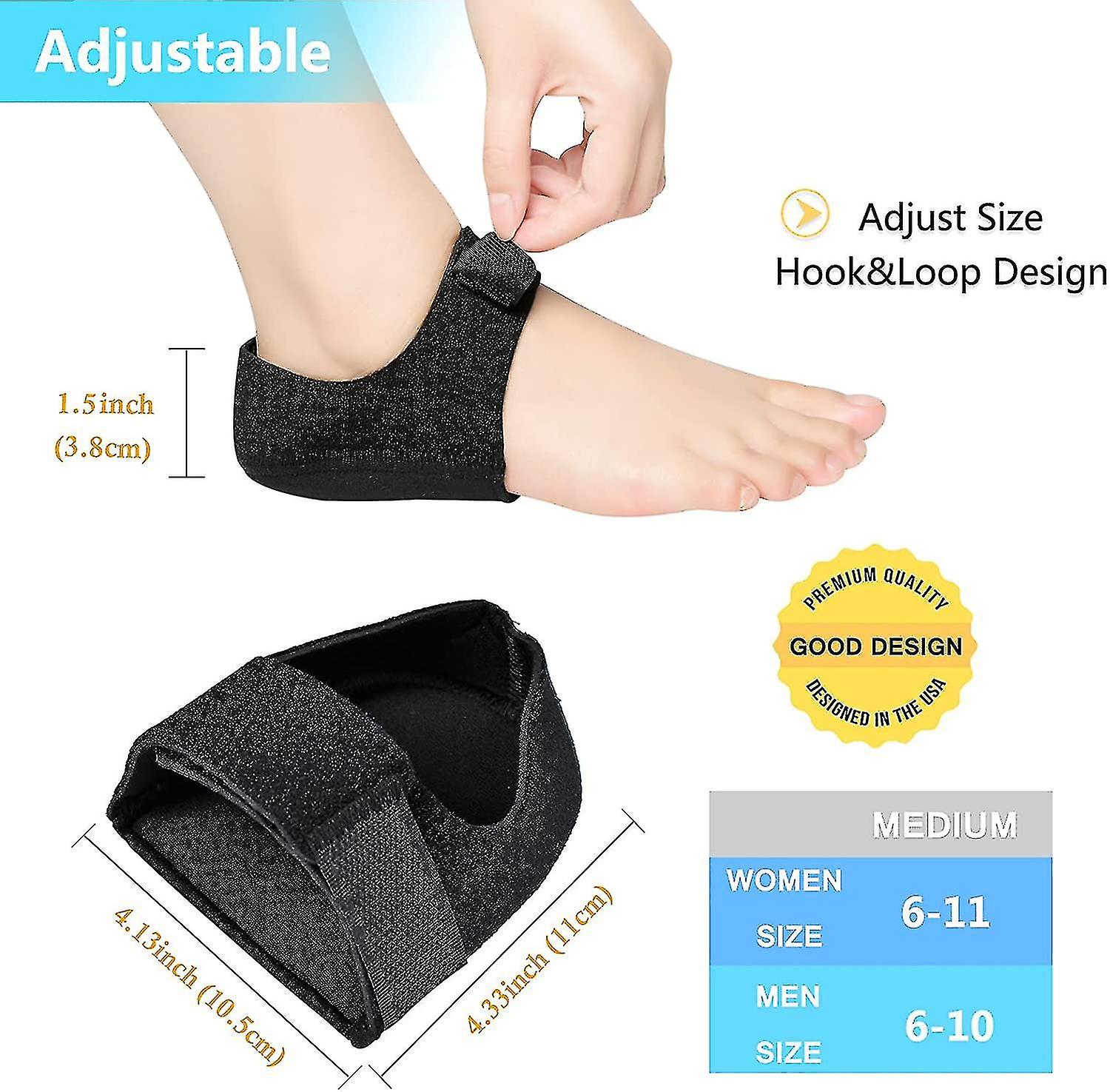 Heel Protectors， Gel Heel Cups， Heel Cushion Support Compatible With Plantar Fasciitis， Heel P