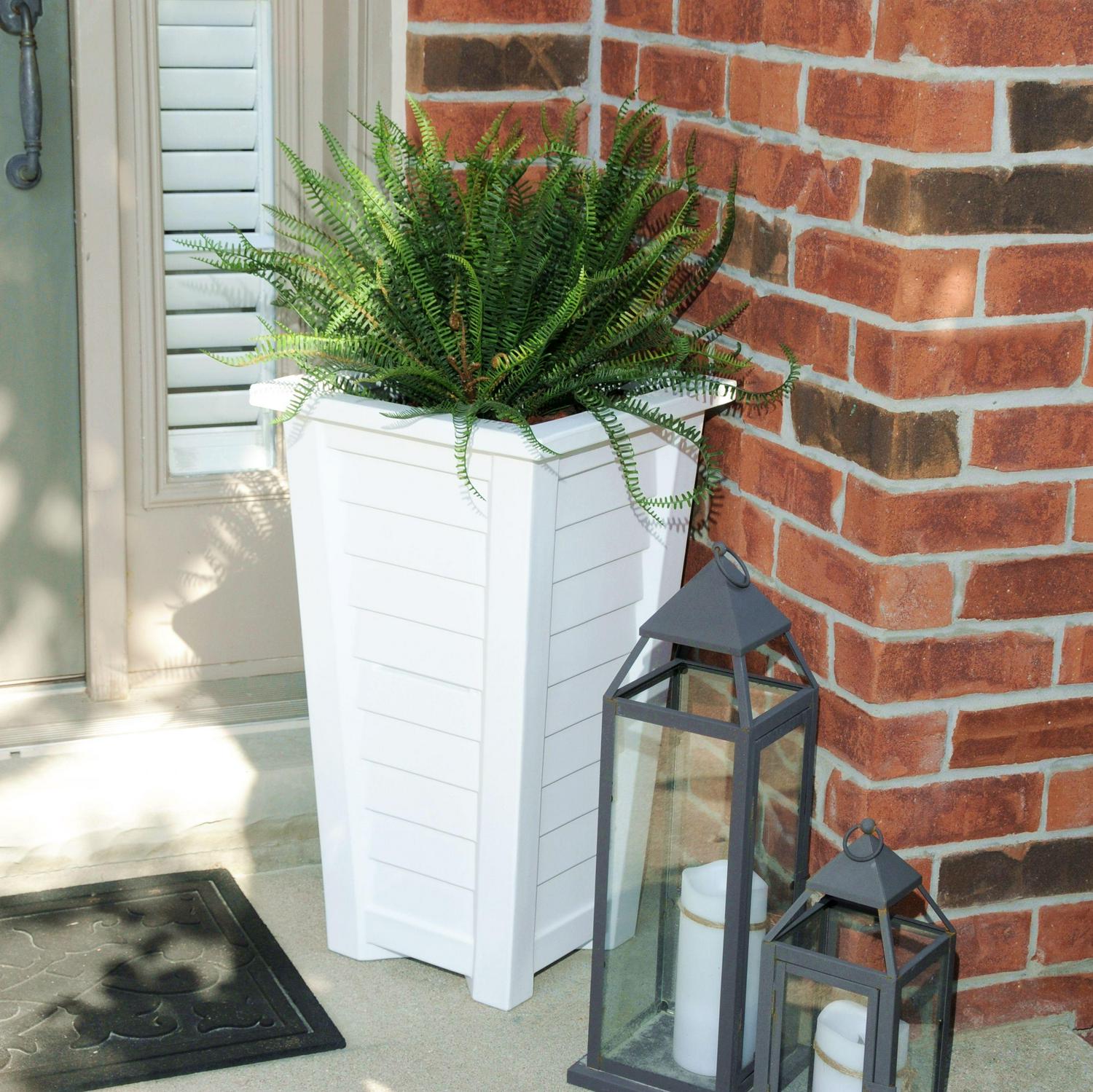 Lakeland Tall Planter  White