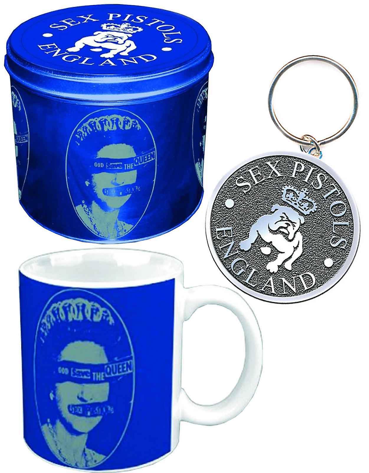 Sex Pistols Mug and Keyring God Save the Queen Official Presentation Tin Set