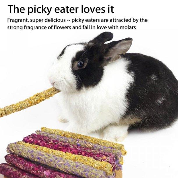 Bellaven Natural Flowers Flavored Timothy Hay Sticks Rabbit Chew Toys Hamster Molar Snacks Perfect Food Accessories for Bunny Guinea Pigs Rats Chinchillas Gerbils and Other Small Animals