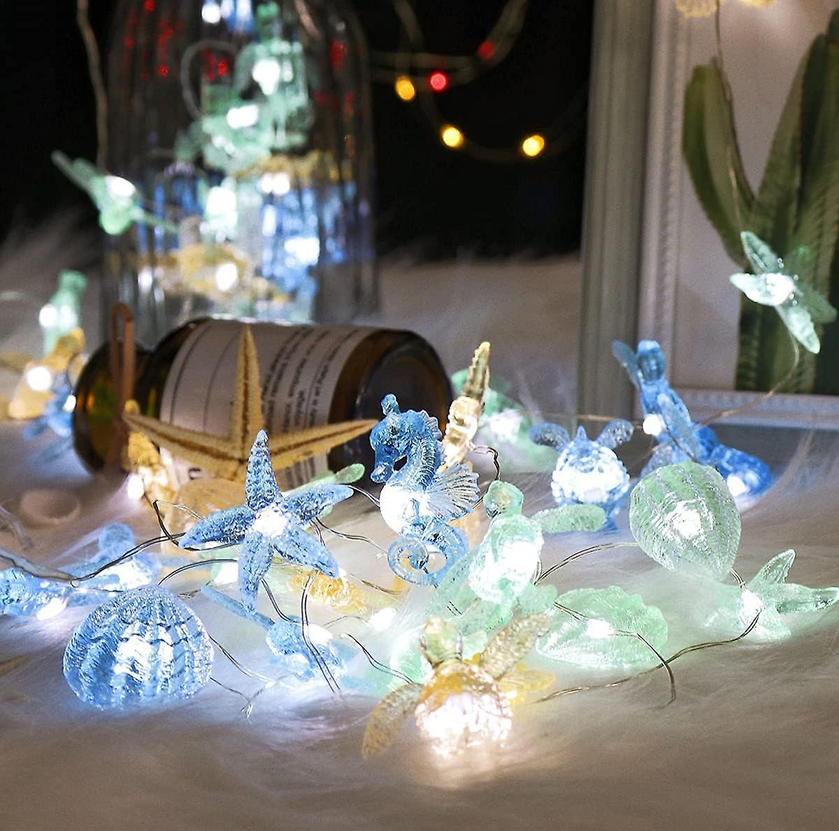 Decorative String Lights Beach， Under The Sea， Sand Dollars， Seahorse， Nautical Theme For Christmas Decorations， 3m 30 Led Remote Control With Battery