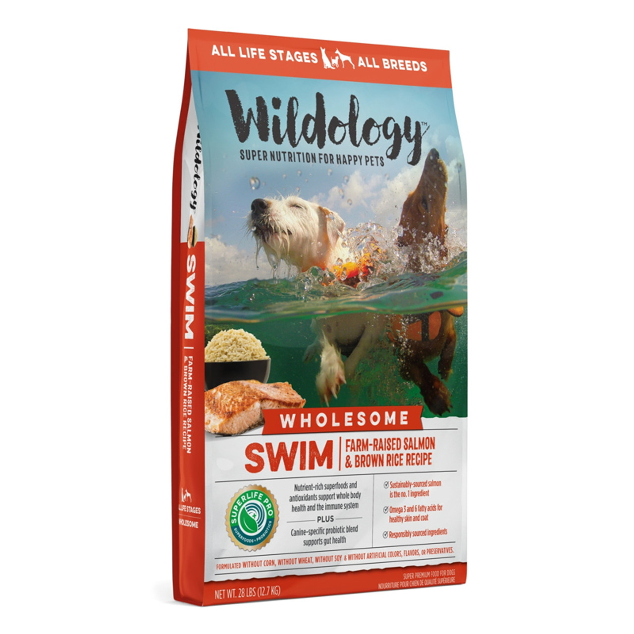 Wildology SWIM Farm-Raised Salmon and Brown Rice - 28 lb.