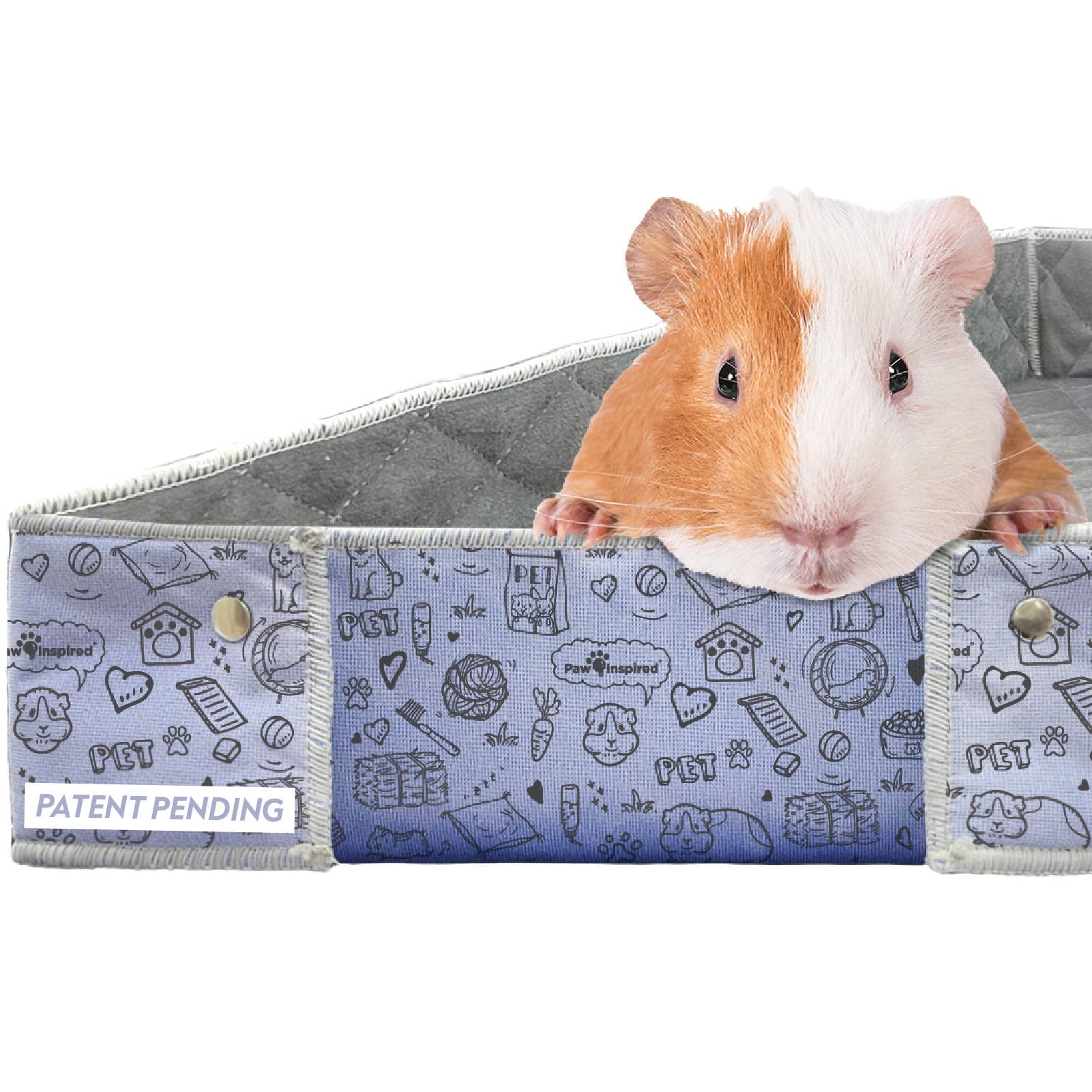 Paw Inspired Critter Box | Guinea Pig Cage Fleece Liner for Midwest CandC Habitat Cage Canvas Bottom | Washable Waterproof Raised Sides Fleece Bedding for Guinea Pigs Rabbits and Small Animal (CandC 2x3)