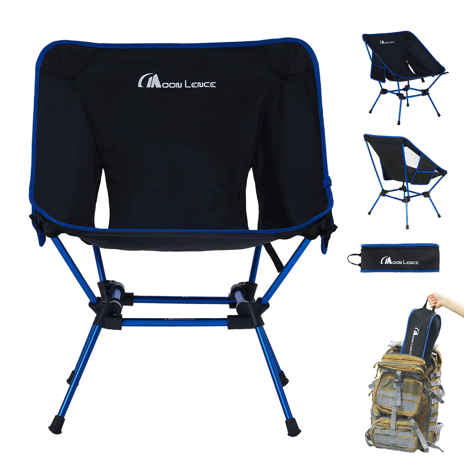 Lightweight High Back Camping Chairs Portable Backpacking Outdoor Folding Compact Collapsible Folding Moon Chair For Hiking