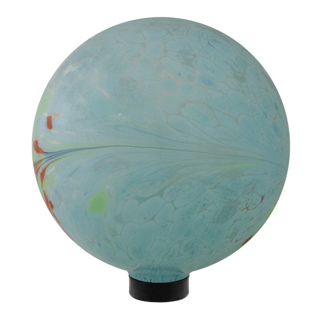 Blue Hand Painted Feather Design Outdoor Garden Gazing Ball