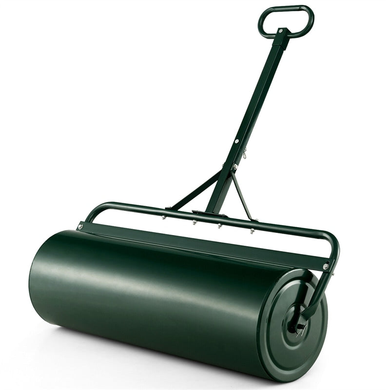 Push/Tow-Behind Lawn Roller with Detachable Handle 30 Gallon Water/Sand-Filled Sod Drum Roller for Garden Yard Park Farm