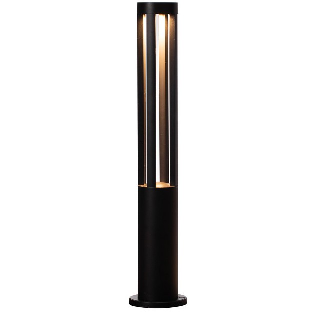 Gardenised Round Black Led Garden Aluminum Light Decorative Outdoor Bollard Light For Garden Pathway And Driveway