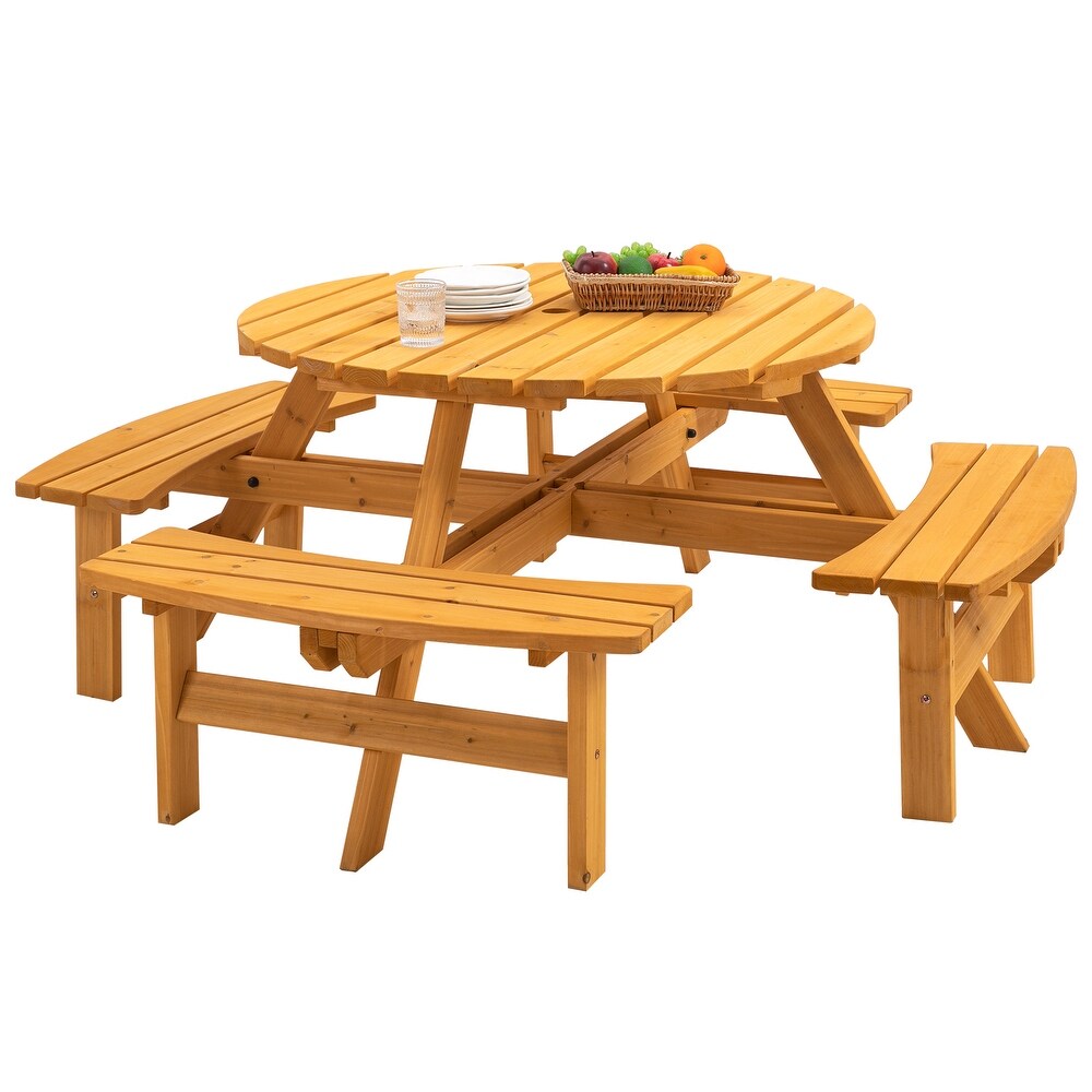 8 Pcs Picnic Tables Dining Sets with 43.3\