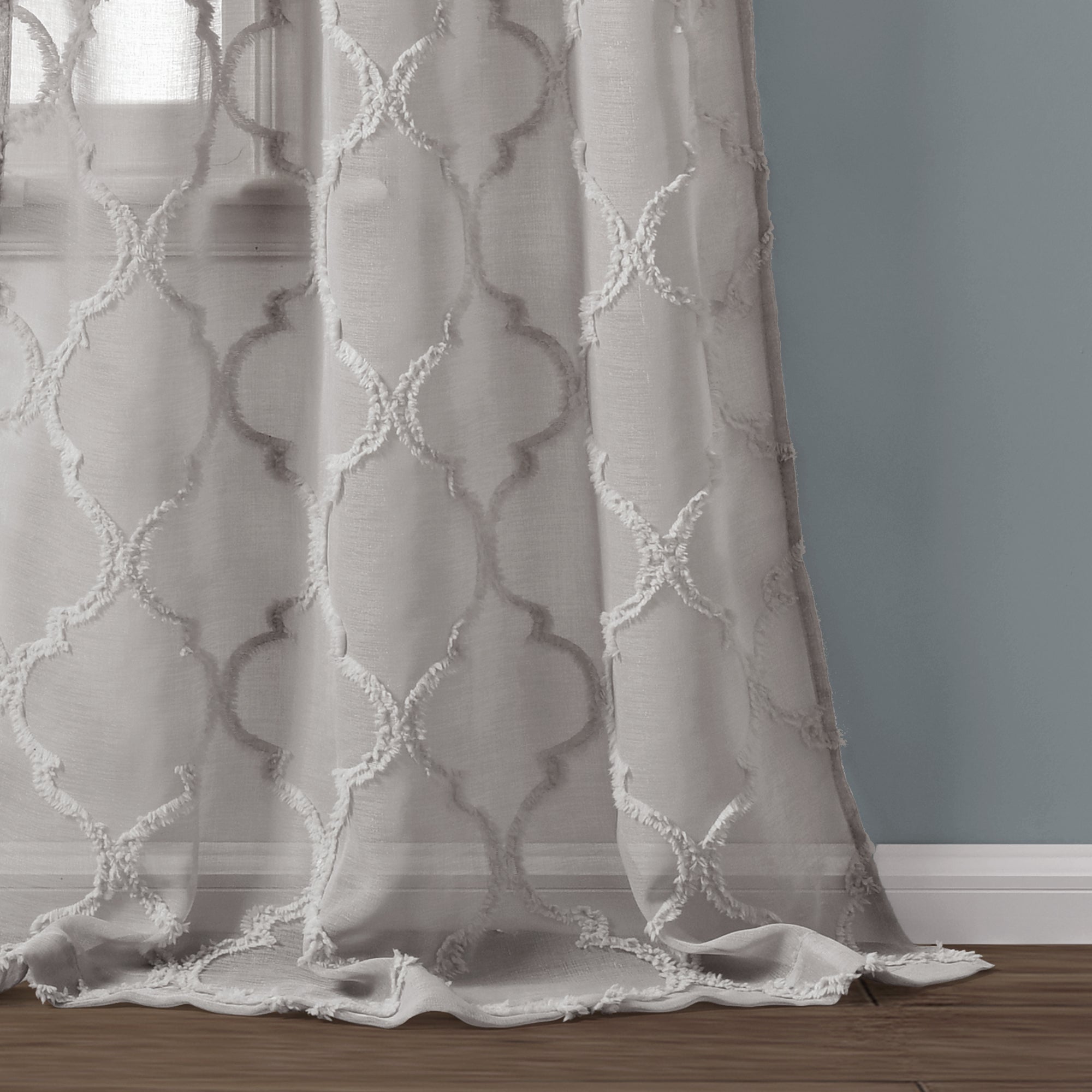 Avon Trellis Grommet Sheer Window Curtain Panel Set