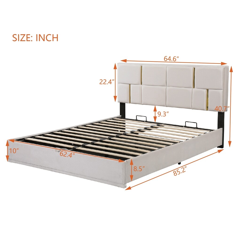 2 Pieces Bedroom Sets  Queen Size Upholstered Platform Bed