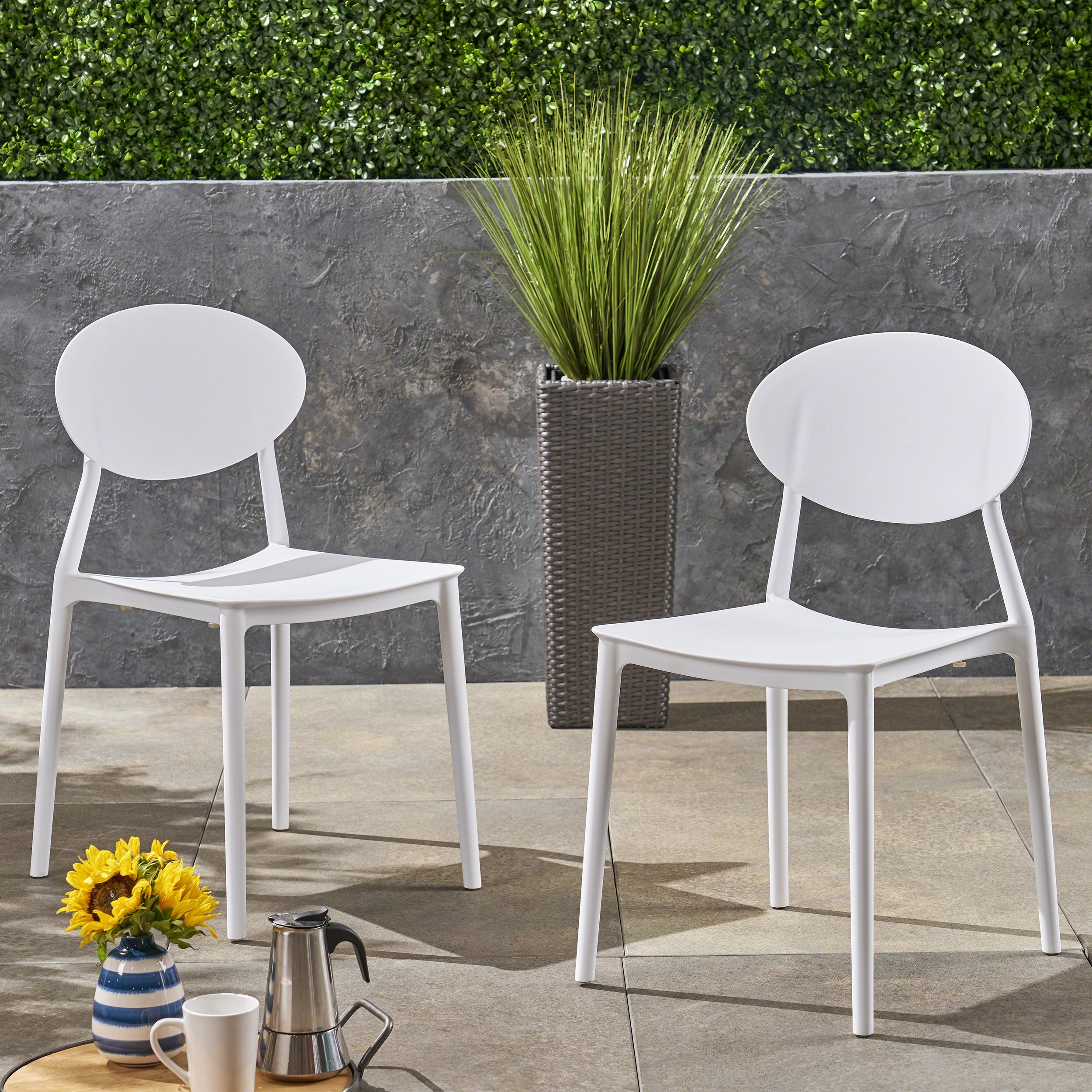 Brynn Outdoor Plastic Chairs (Set of 2)