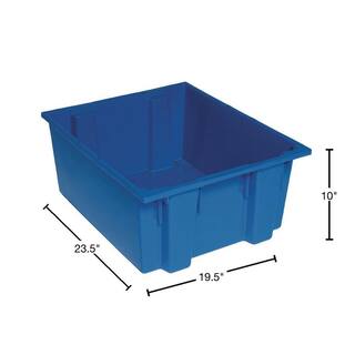 QUANTUM STORAGE SYSTEMS 15 Gal. Genuine Stack and Nest Tote in Blue (Lid Sold Separately) (3-Carton) SNT225BL