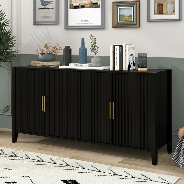 U-Style Accent Storage Cabinet Sideboard Wooden Cabinet with Metal Handles