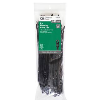 Commercial Electric 8 in. UV Mounting Tie Black (100-Pack) GTM-200STCB