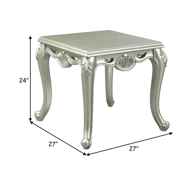 Usm 27 Inch Classic End Table， Floral Trim Cabriole， Wood， Champagne