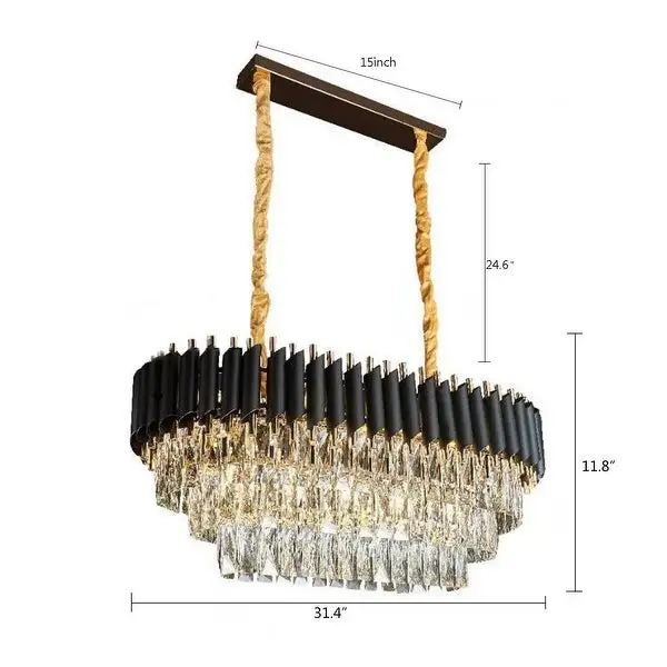 Modern 8-Light Chandelier K9 Crystal Light Fixture - 31.4''