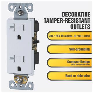 Faith Decorator Receptacle 20 Amp 125-Volt Tamper-Resistant NEMA5-20R Commercial Grade Duplex Outlet White (10-Pack) SSRE4TR-WH-10