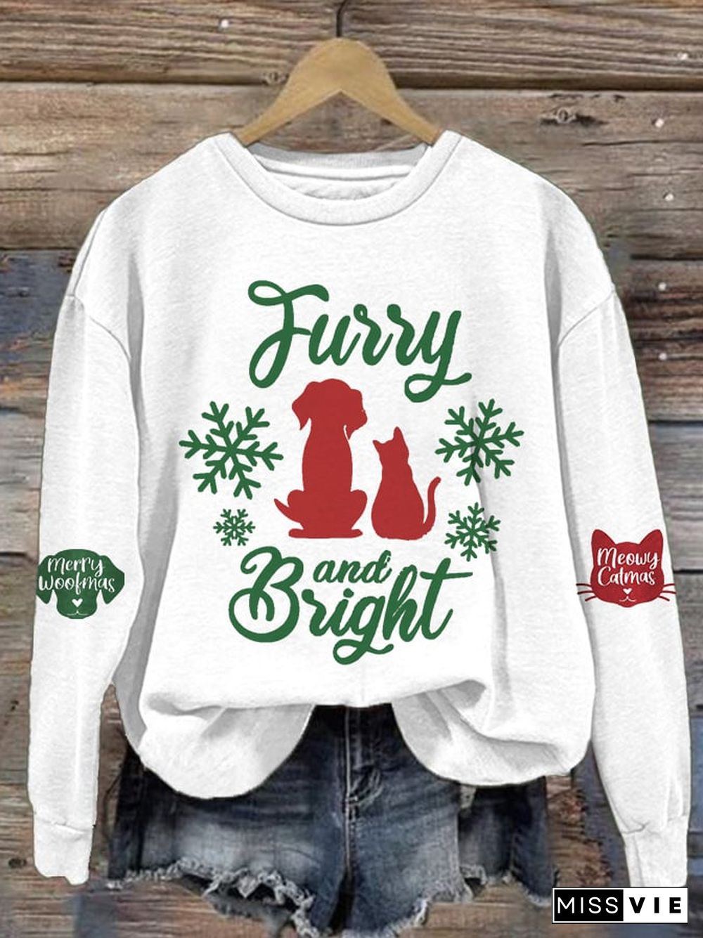 Women'S Christmas Fussy And Bright Long Sleeve Sweatshirt