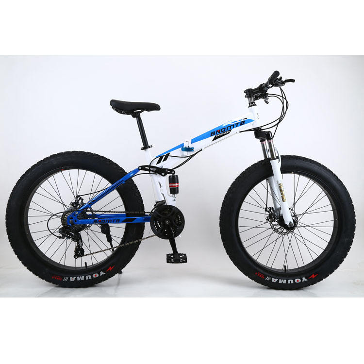 2023 factory supply 26 inch 21 speed double disc brake high carbon steel frame  folding mountain bike spoke rim fat tire bicycle