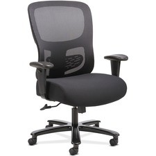 Sadie Seating Adjustable Arm Big/Tall Mesh Task Chair - Black Fabric， Plush Seat - Black Mesh Back - 5-star Base - Black - BSXVST141