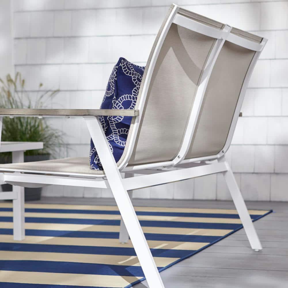 Hampton Bay Beach Haven Shell White 4Piece Sling Outdoor Patio Conversation Seating Set