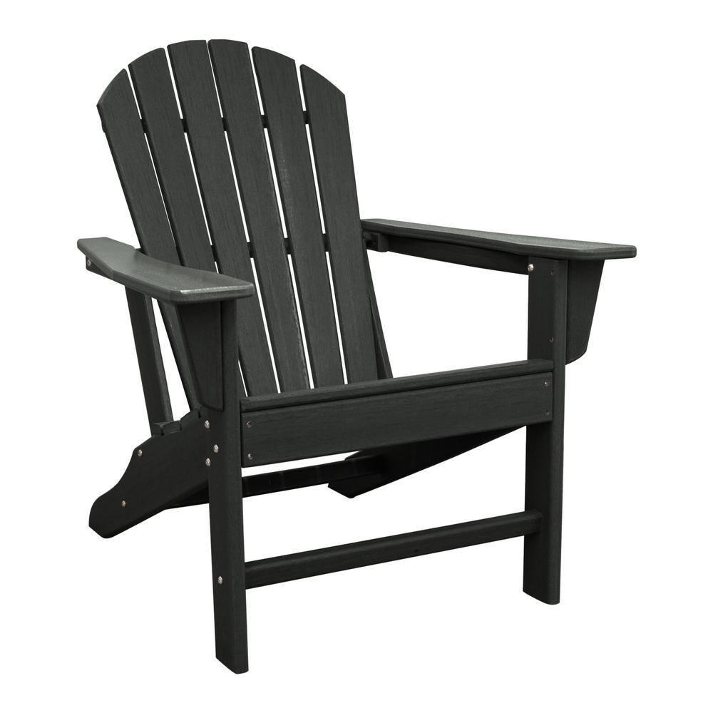 UPLAND 3Pieces Outdoor Black HDPE Composite Adirondack Chair Set with Side Table