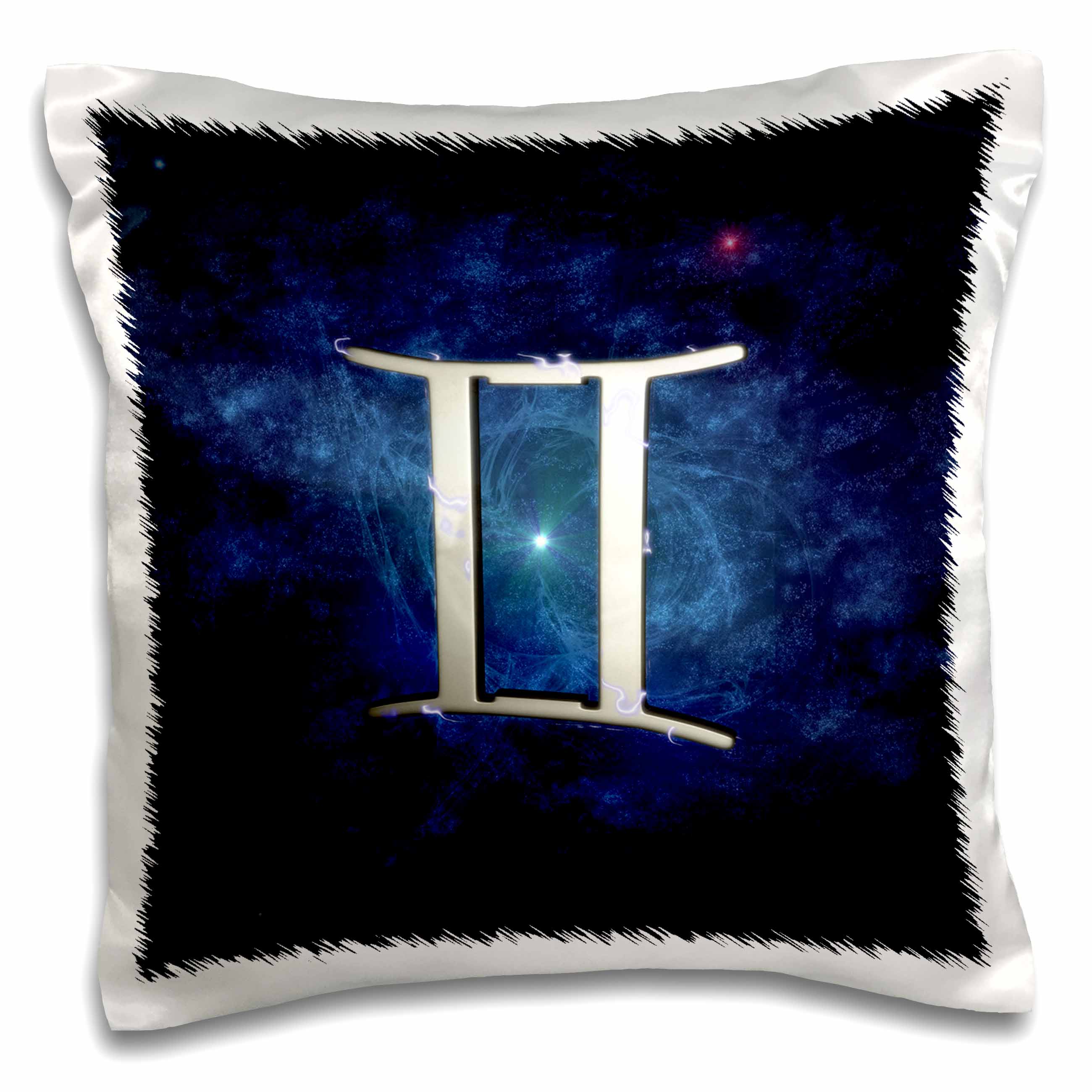 3dRose Western astrology Gemini symbol with starry space background. - Pillow Case, 16 by 16-inch