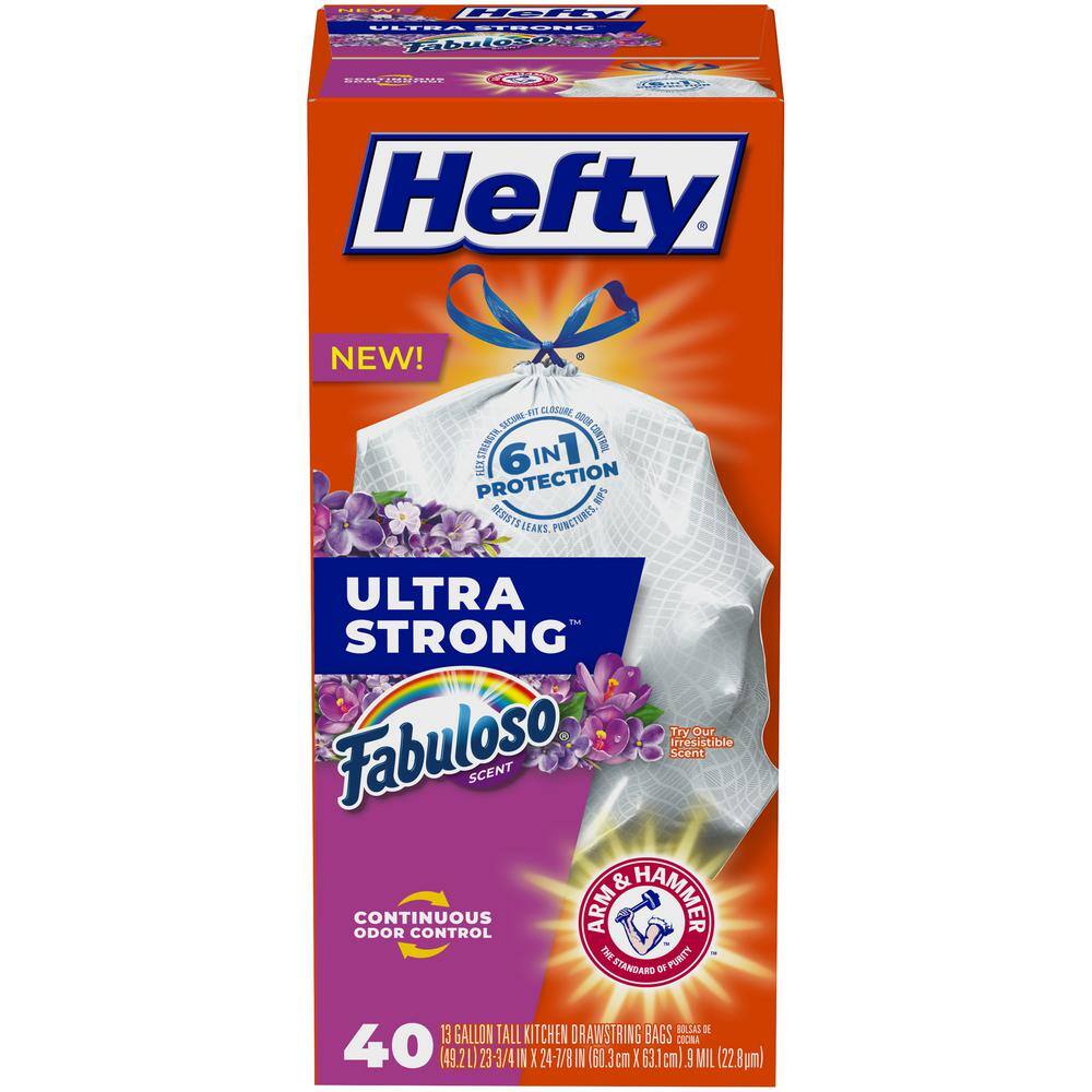 Hefty Ultra-Strong 13 Gal. Fabuloso Tall Kitchen Trash Bags (40-Count) 00E8849000AA