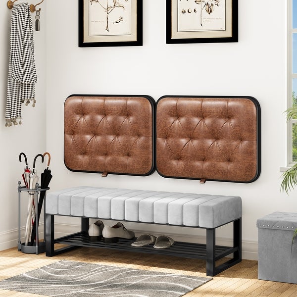 PU/Fabric Wall Mounted Headboard Multifunction Upholstered Headboard - - 37842150