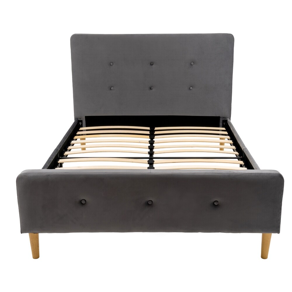 Modern Queen Upholstered Platform Bed Frame with Headboard